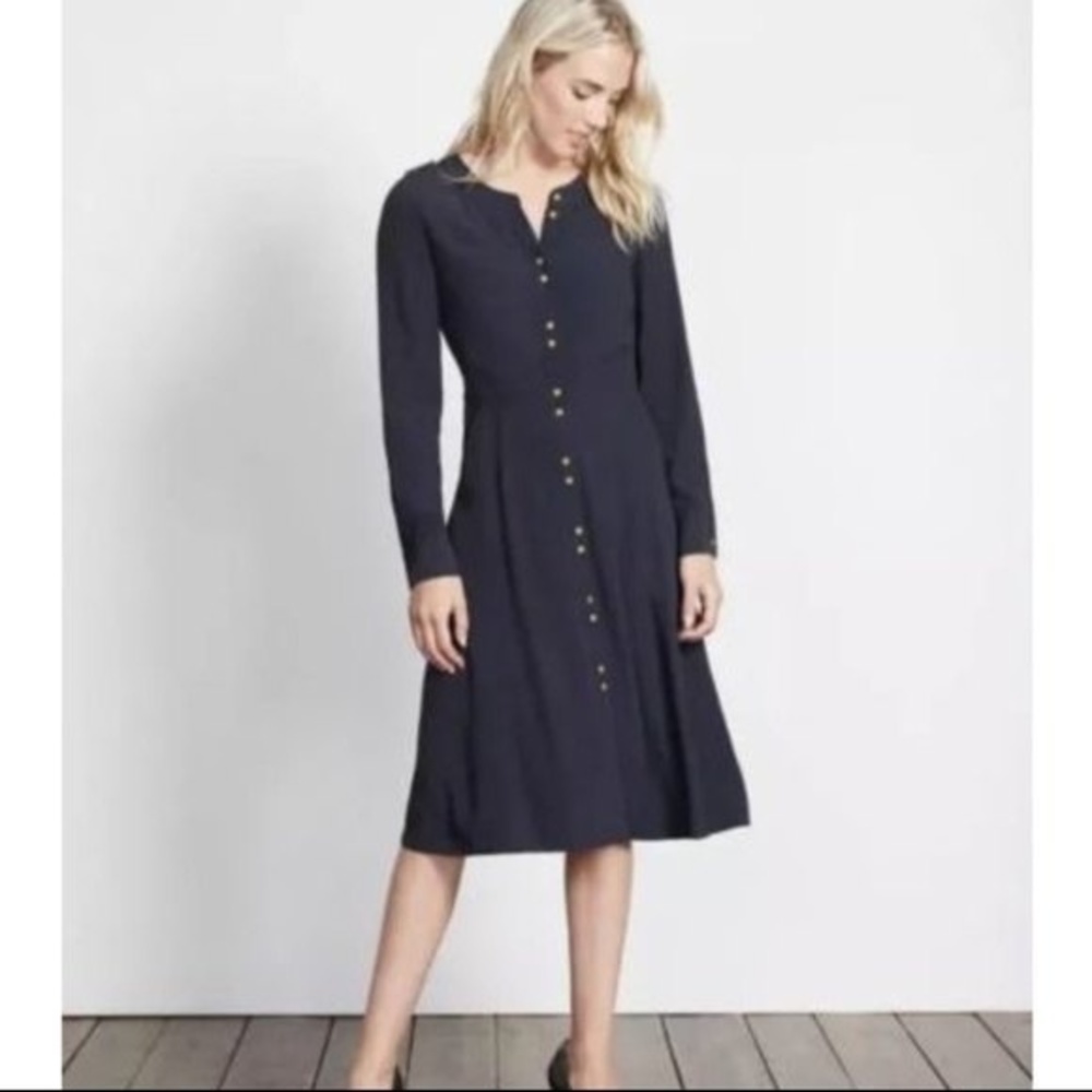Boden Navy Blue Dress with Gold Buttons Size 8R